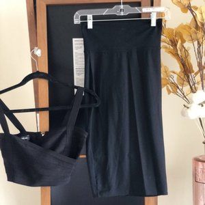 Black Bebe/Leith Bandage crop top and midi ski